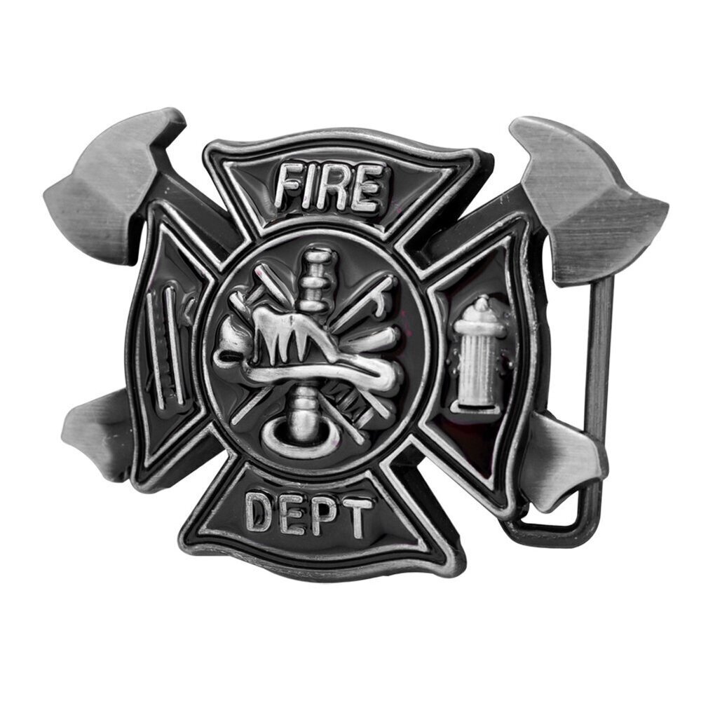 1107 Fire Department Fireman Firefighter Belt Buckle, Silver